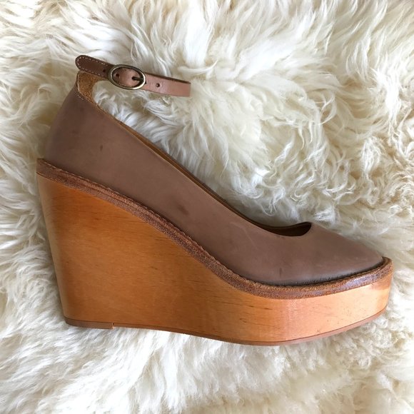 Isabel Marant Warren Moleskin Leather Nude Wedge Platform Shoes 36 - Picture 1 of 14